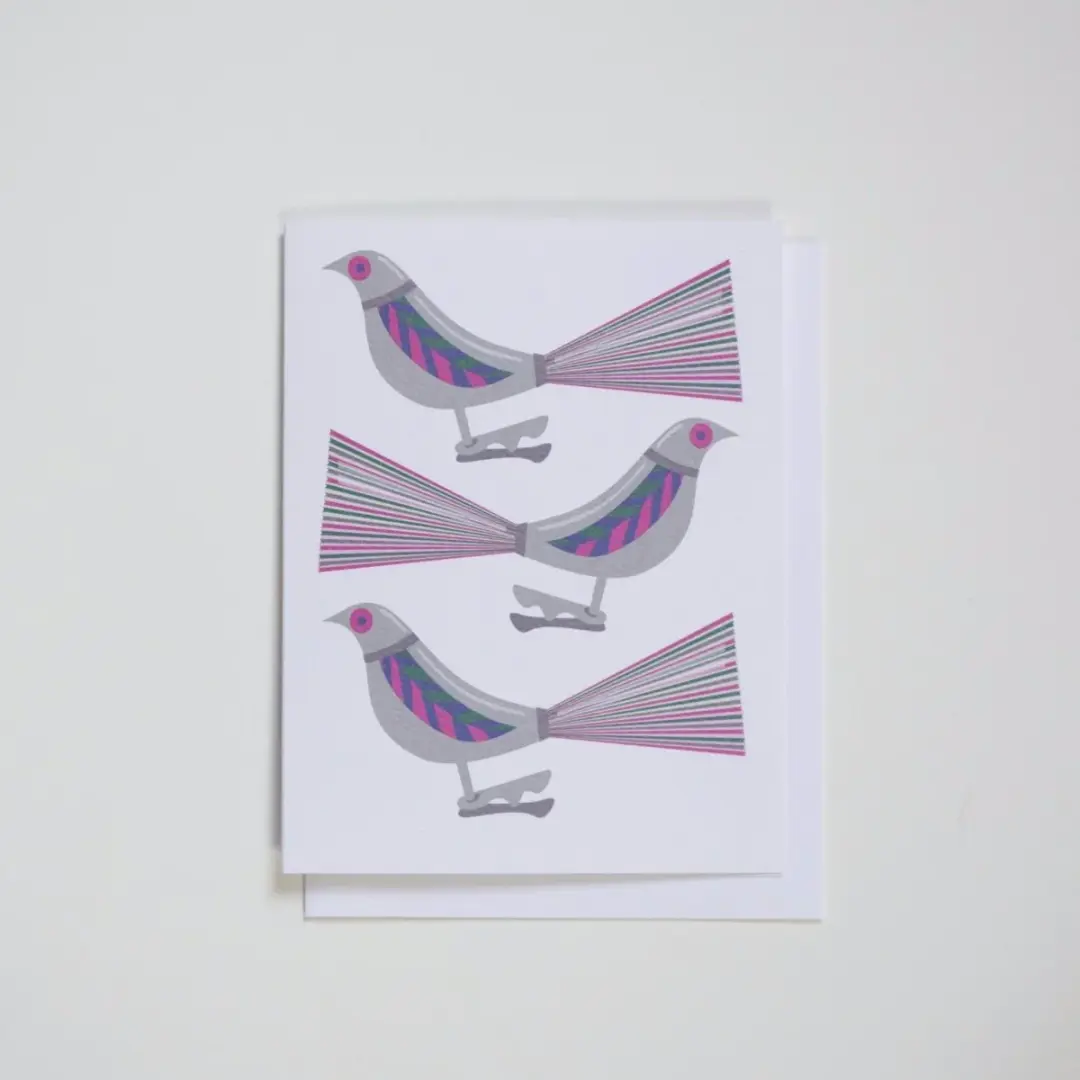 Vintage Clip-On Birds Holiday Card