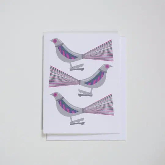 Vintage Clip-On Birds Holiday Card