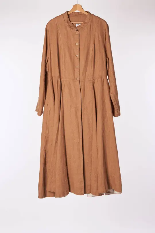 Victorian Coat, Twill Linen, Walnut Herringbone