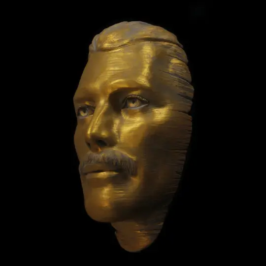 Freddie Mercury Golden Clay Mask Sculpture