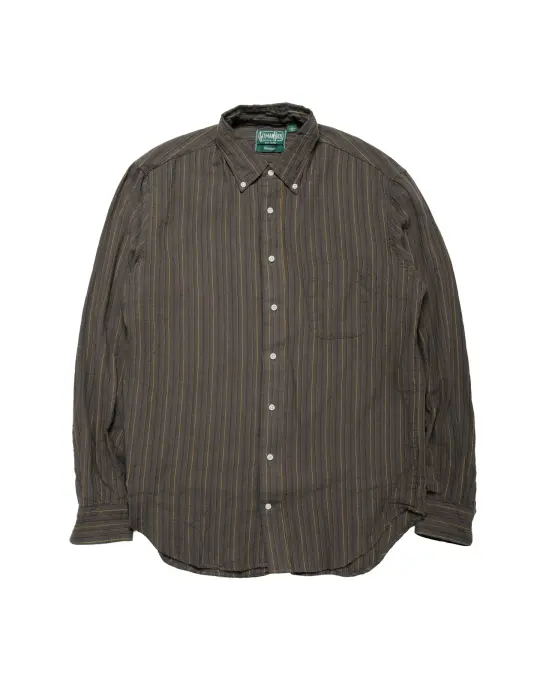 Gitman Vintage Bros. Olive Brushed Dobby Stripe Shirt