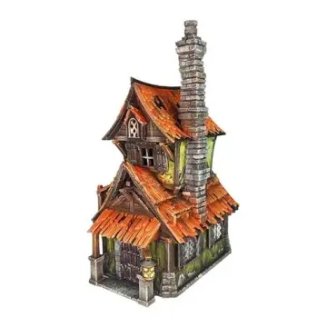Shoehorn House 28mm 3D printed medieval fantasy town terrain, painted example, front view