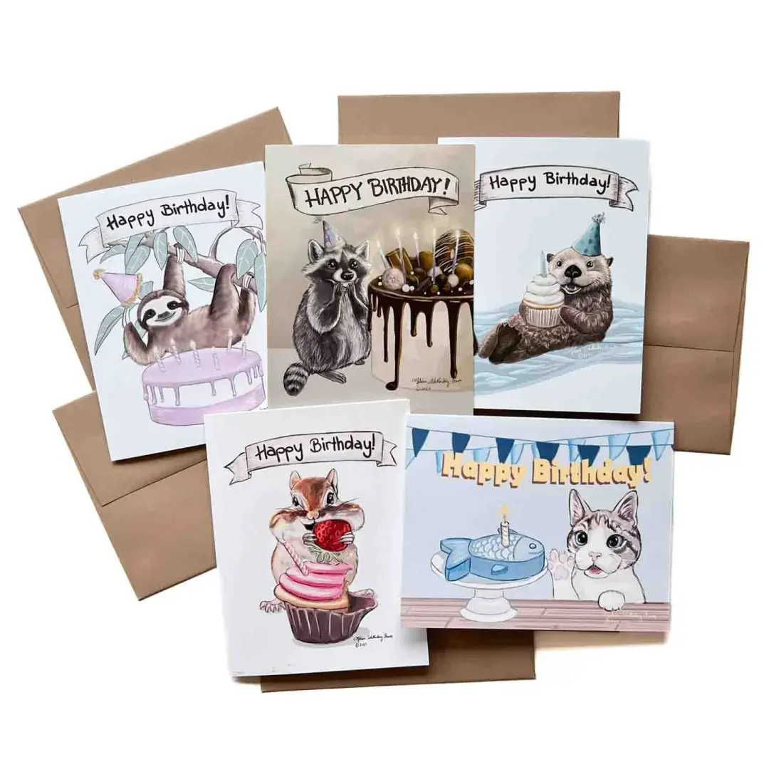 Animal Birthday Card Bundle - Pack of 5 | Save 25%