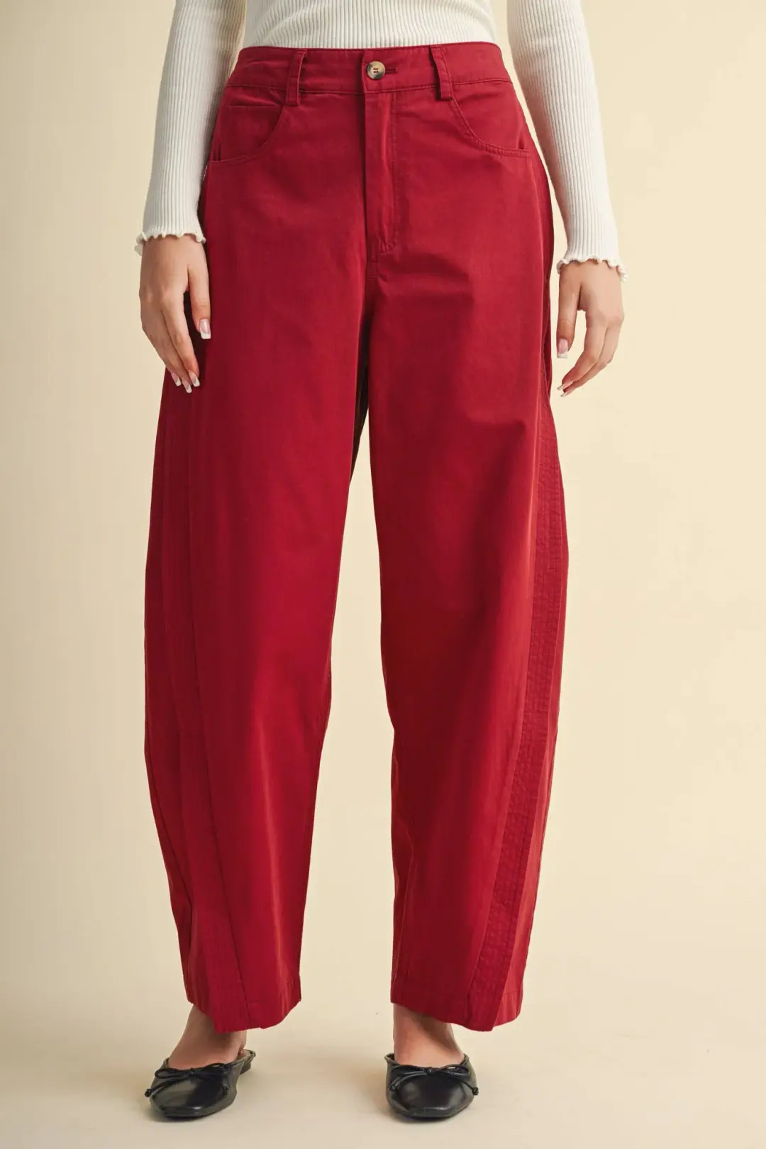 TOP STITCH SEAM DETAIL WORKWEAR BARREL PANTS MP5413