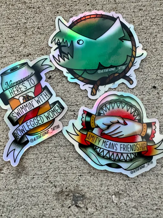 Jaws holographic stickers