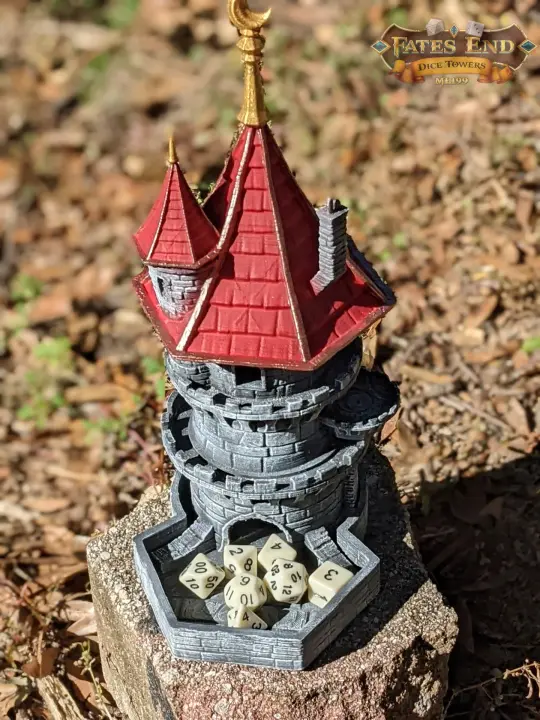 Wizard 3D Printed Dice Tower - Fate's End Collection - Tabletop RPG Gaming Fantasy Cosplay - Channel Arcane Might and Mystical Lore.