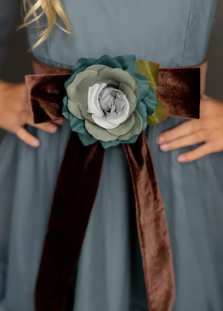 Blair Belt in Teal/Dark Brown