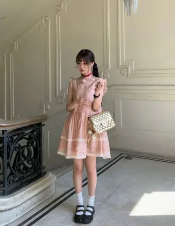 Cute Pink Homecoming Dress A-Line V-neck Lace Hem Mini Summer Dress RS721