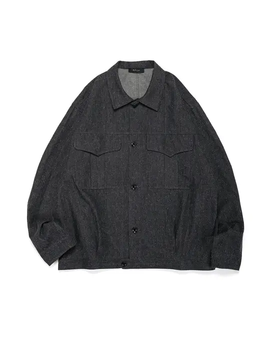 Wanze Cyclist Shirt Jacket Cotton Silk Chambray Black