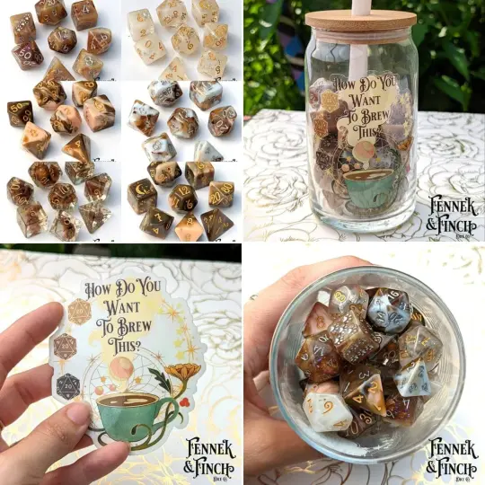 Coffee Cup and Dice Gift Set – Brew Your Adventure | Fennek & Finch