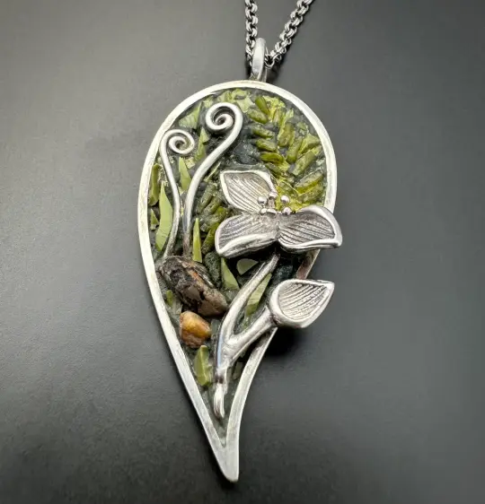 Trillium and Fiddlehead Pair Pendant