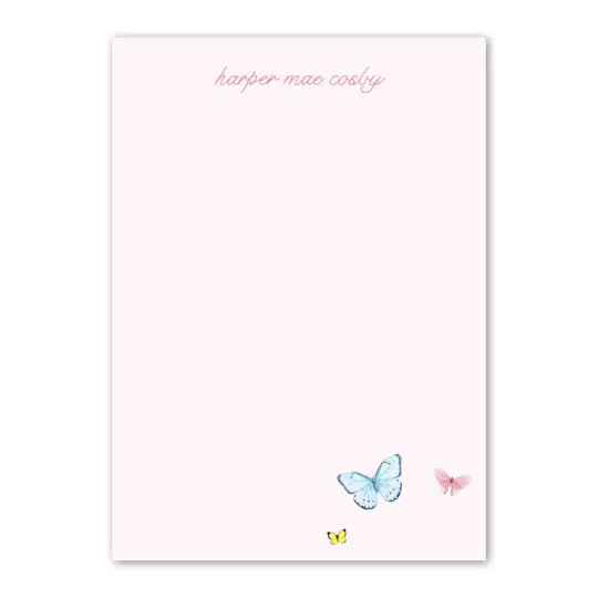 Girls Pink Vintage Butterfly Custom Notepad