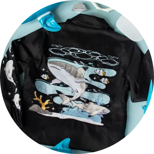 Black Tip Reef Shark Cotton Twill Jacket