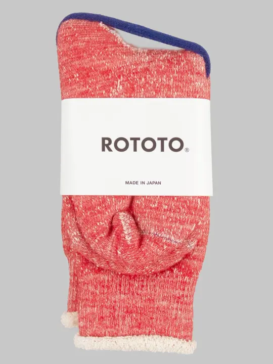 ROTOTO Double Face Crew Socks "Merino Wool & Organic Cotton" Red