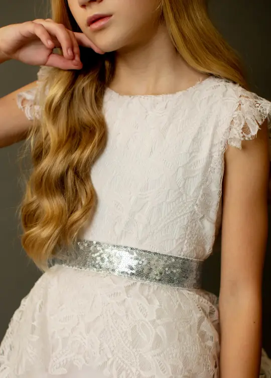 Molly Sequin Belt in Silver