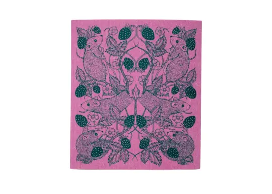 Pink Mice Pattern Swedish Dishcloth