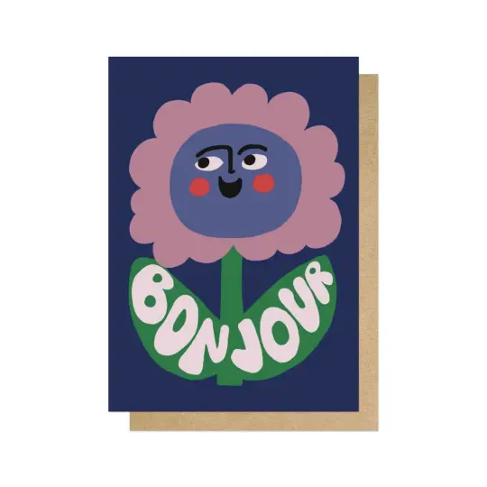 Bonjour Flower Greetings Card