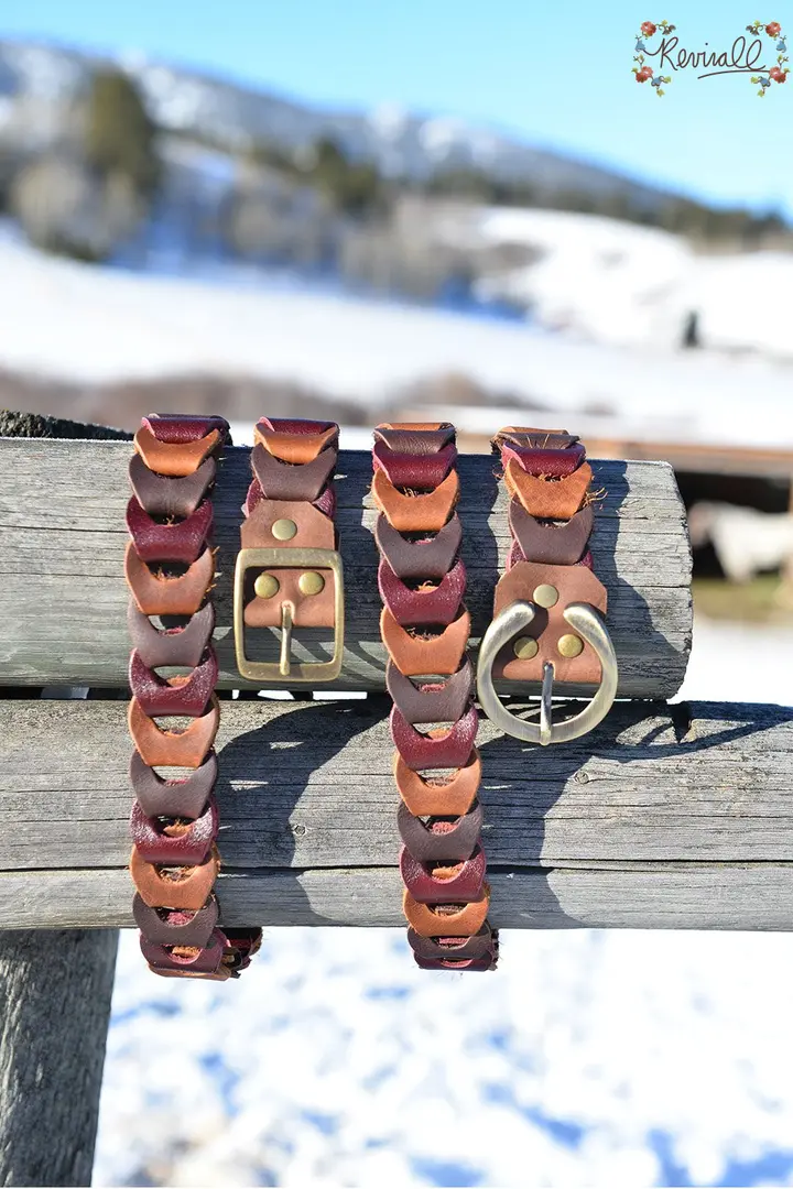 The Red Calico Belt-made from our leather scraps