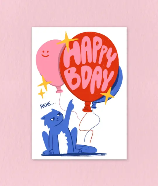 Birthday Card "Cat Balloon"