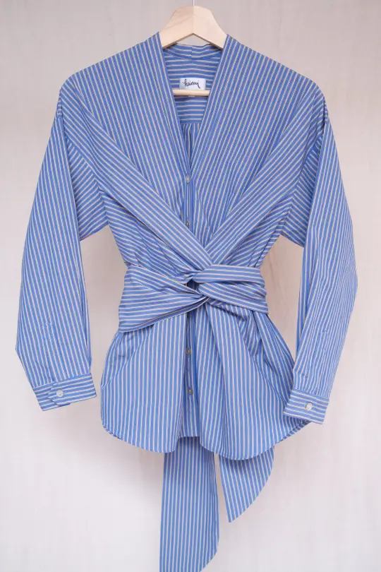 VITTO blouse in the office striped poplin fabric