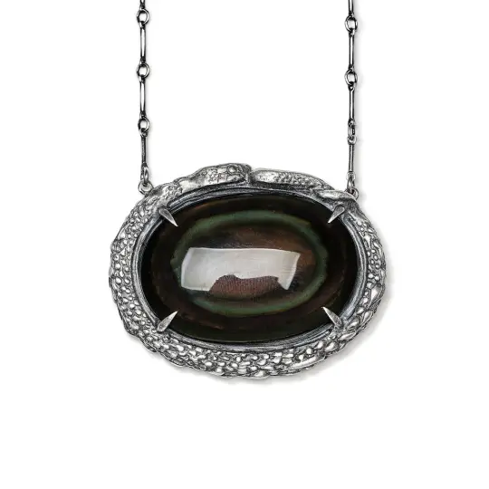 The Jeweled Grief Snake. Rainbow Obsidian Necklace.
