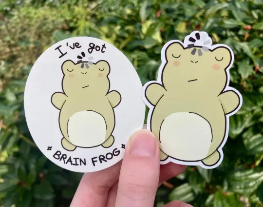Funny "brain frog" vinyl sticker