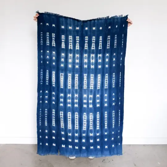 Burkina Faso Indigo with Dotted Bars