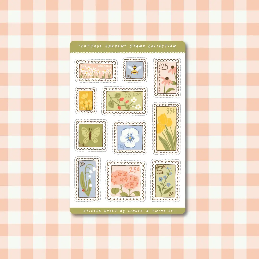 Cottage Garden Stamp Collection Sticker Sheet
