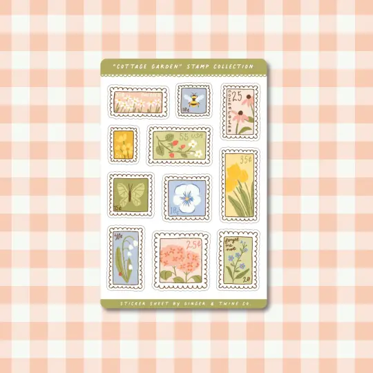 Cottage Garden Stamp Collection Sticker Sheet