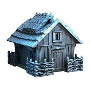 Borderland Hut 28mm 3D printed medieval fantasy town terrain, 3D render, front view