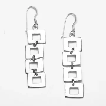 Unique Squares Sterling Silver Earrings