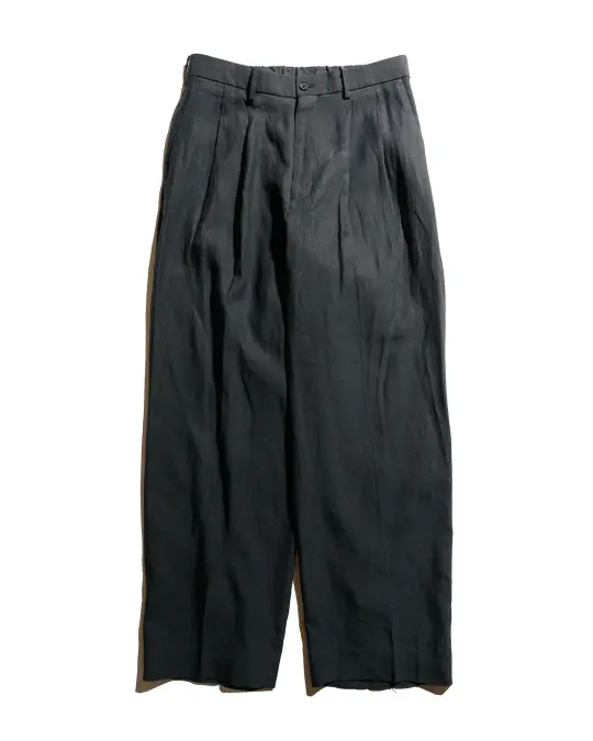 MARKAWARE Classic Fit Double Pleated Trousers 80/1 Hemp Typewriter-Cloth Black