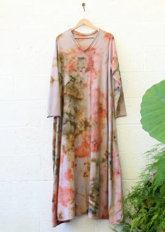 OOAK -Ritual Wanderer Long Dress / 3XL / Med Hemp / Ice Dye (7)