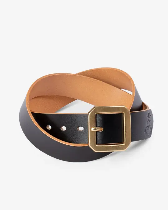 OGL Single Prong Garrison Buckle Leather Belt - Hand-Dyed Black