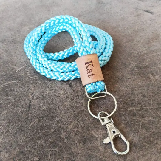 Personalized Satin & Leather Lanyard | Handmade Key Wristlet Strap