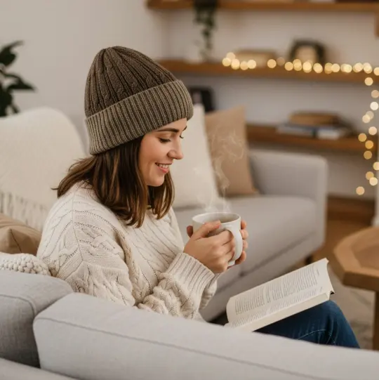 Reversible Cabled 100% Alpaca Knit Hat