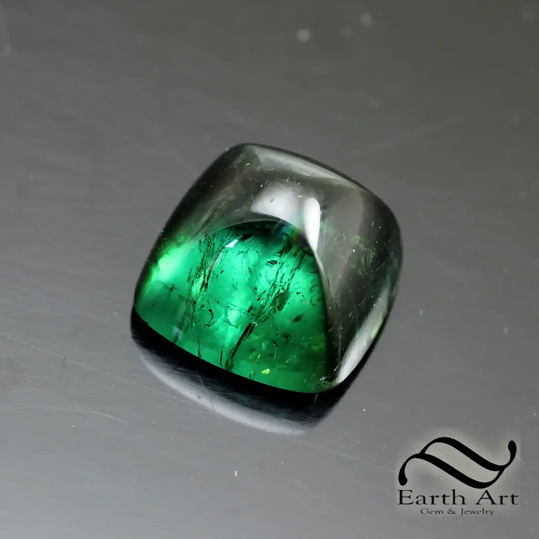 14mm Cushion Cut Green Tourmaline - Sugarloaf Cut