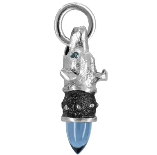 Brawlere - Watchful Hound Pendant with London Blue Topaz and Sapphires