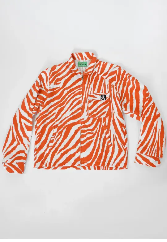 "Zebra Without a Cause" Linen Jacket - Orange Stripe