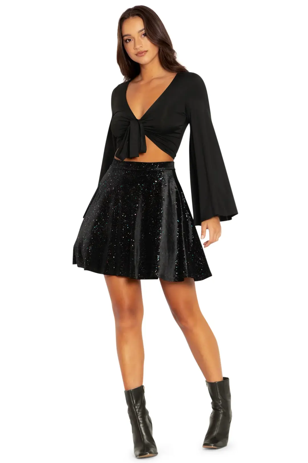 All That Glitters Velvet Pocket Skater Skirt