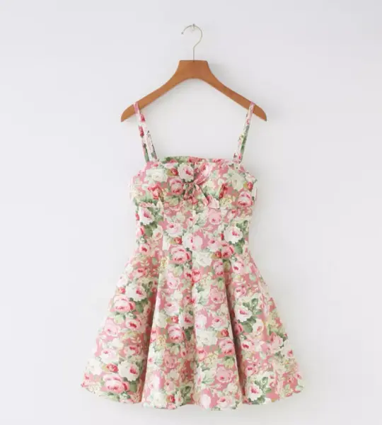 French retro pink floral chest cushion sexy slimming waist cinching suspender skirt new style R2875