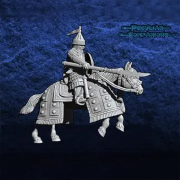 Unpainted 28mm 3D-printed Tsar Ivan the Terrible mounted with sovnya polearm — tabletop miniatures for historical wargaming, D&D & Pathfinder