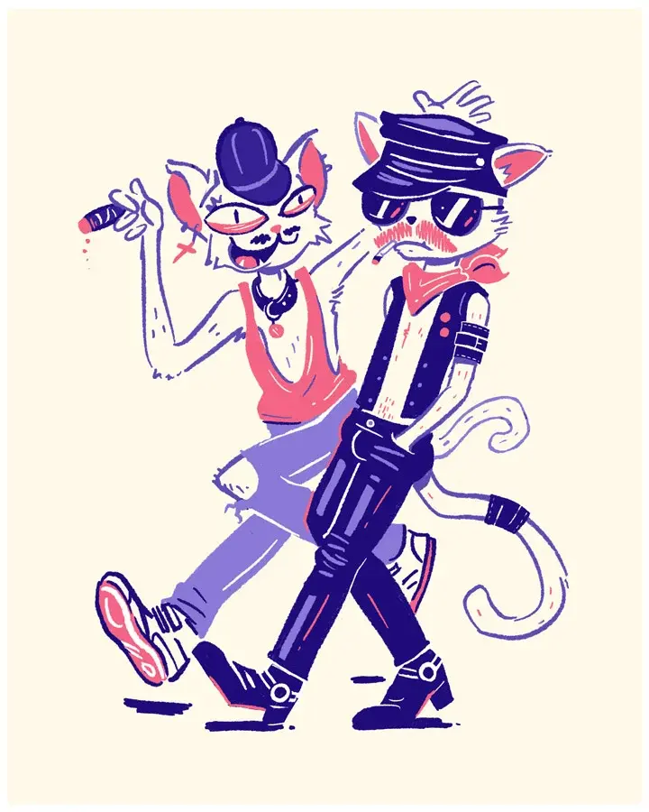 Sleezy Cats - Art Print
