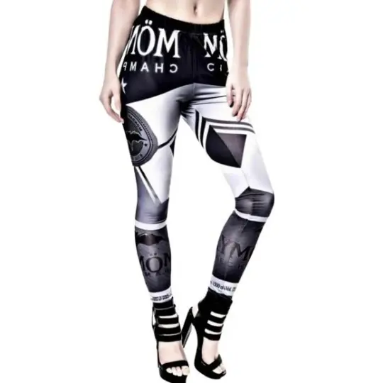 Form-Fitting Leggings | Monday Champagne | Gothic Black White Silver