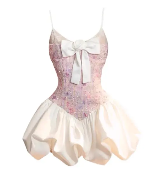 French style high-grade suspender dress for women summer sweet waist bud skirt R3143