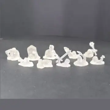 Unpainted 32mm clear resin 3D-printed zombies rising from graves as summoning markers, tabletop wargame and RPG miniature for D&D, Pathfinder and rank and flank armies