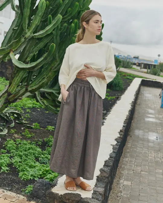 ARTIS tie-front linen skirt