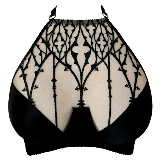 SANCTUARY EMBROIDERY HALTER BRA HALF CUPS (NUDE)