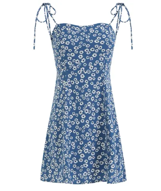 French holiday short blue 2025 new floral suspender dress R2654