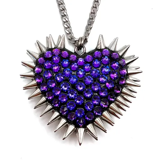 Classic Spiked & Paved Heart Necklace | Heliotrope